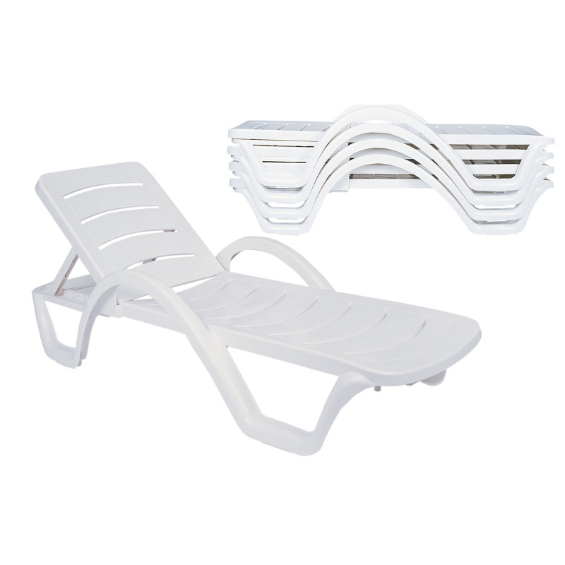 Ensemble de 4 chaises longues Havana blanches