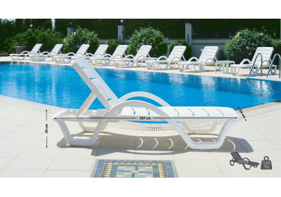 Ensemble de 4 chaises longues Havana blanches