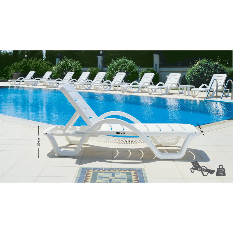 Ensemble de 4 chaises longues Havana blanches