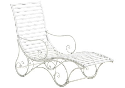 Chaise longue de jardin Amiens blanc antique