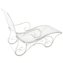 Chaise longue de jardin Amiens blanc antique