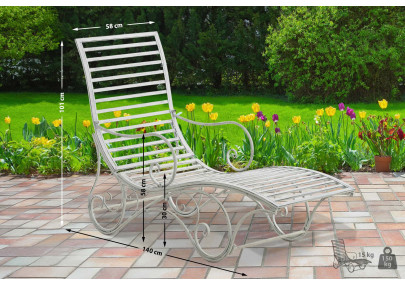 Chaise longue de jardin Amiens blanc antique