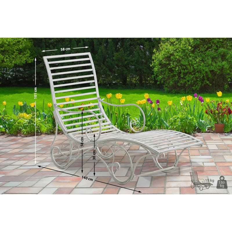 Chaise longue de jardin Amiens blanc antique