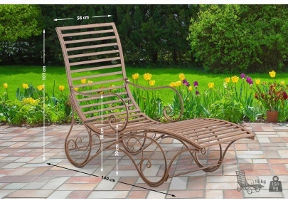 Chaise longue de jardin Amiens marron antique