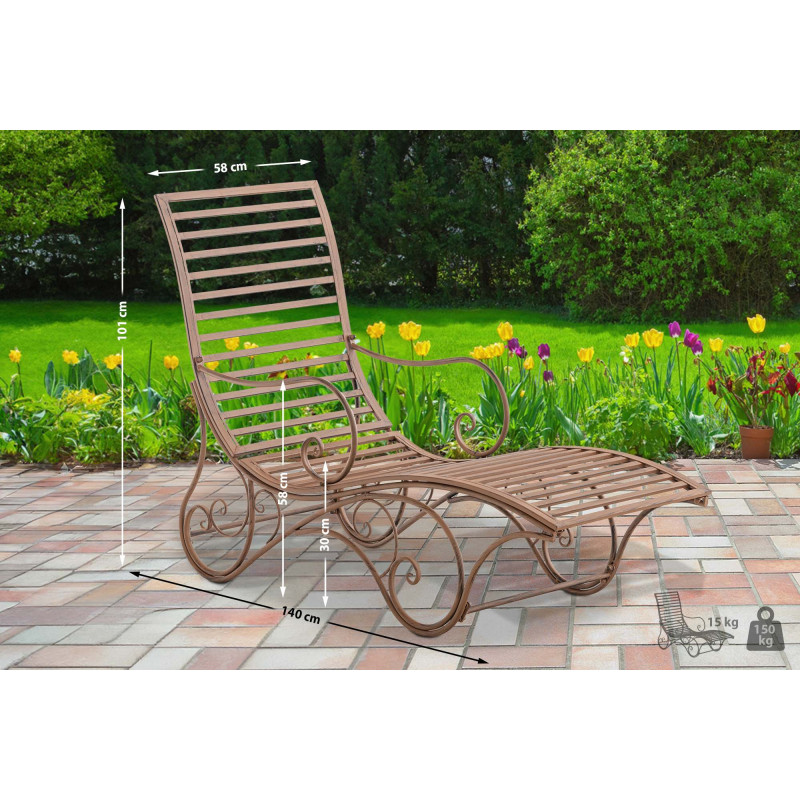 Chaise longue de jardin Amiens marron antique