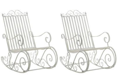 Ensemble de 2 fauteuils à bascule Smilla, blanc antique