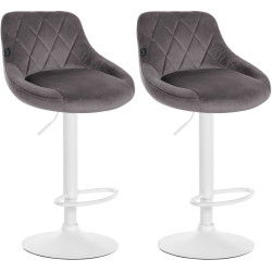 Set de 2 Taburetes Lazio en terciopelo Gris,Blanco