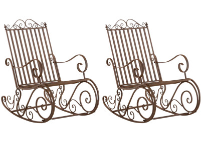 Ensemble de 2 fauteuils ? bascule Smilla, marron