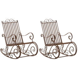 Ensemble de 2 fauteuils à bascule Smilla, marron