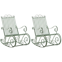 Ensemble de 2 fauteuils à bascule Smilla, vert antique