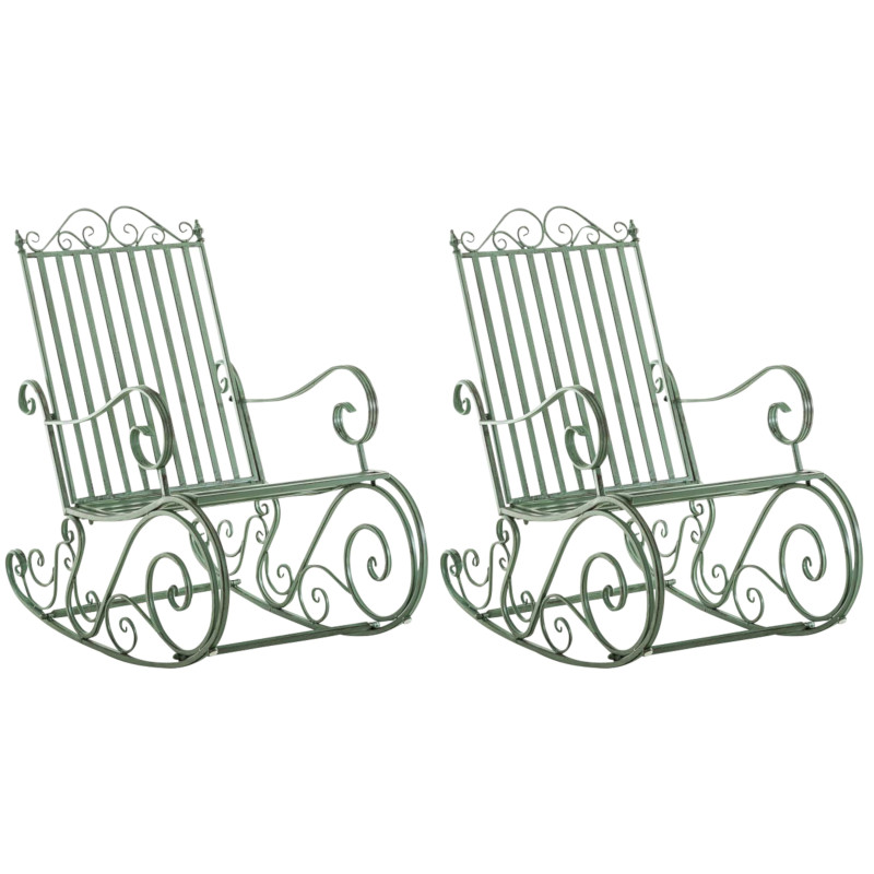 Set de 2 Mecedoras de hierro Smilla Verde antiguo