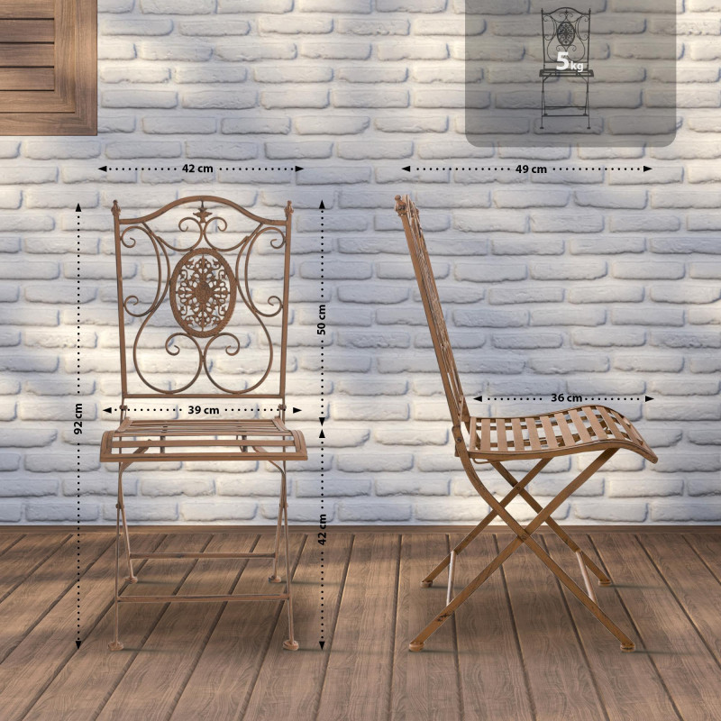 Set di 2 sedie pieghevoli Sibell antico marrone