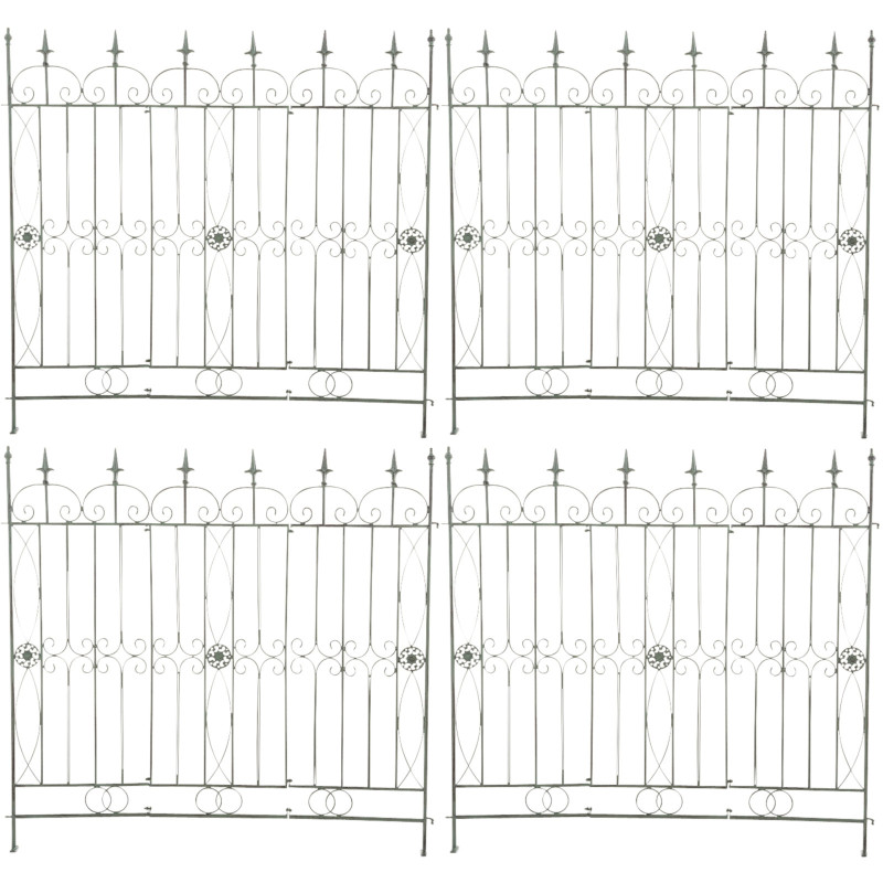 Ensemble de 4 cl?tures de jardin, vert antique Manchard