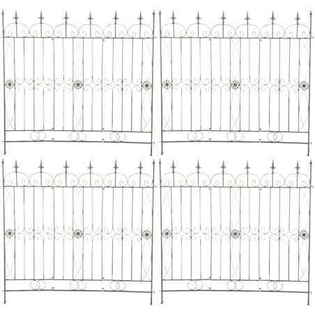 Ensemble de 4 clôtures de jardin, vert antique Manchard