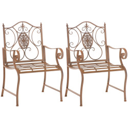Ensemble de 2 chaises de jardin marron antique du Pendjab