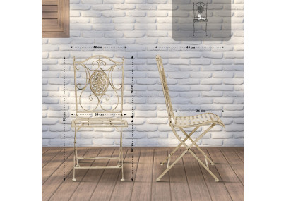 Set di 2 sedie pieghevoli Sibell crema antica