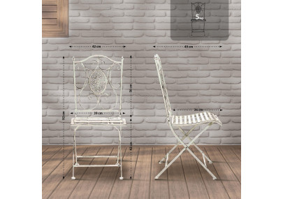 Pack de 2 sillas de jardín Sibell plegables Blanco antiguo