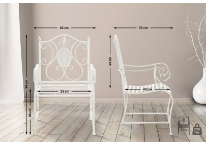 Set di 2 sedie da giardino Punjab con braccioli bianco antico