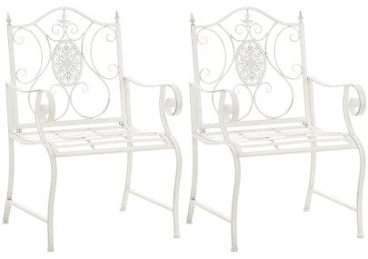 Ensemble de 2 chaises de jardin Punjab blanc antique