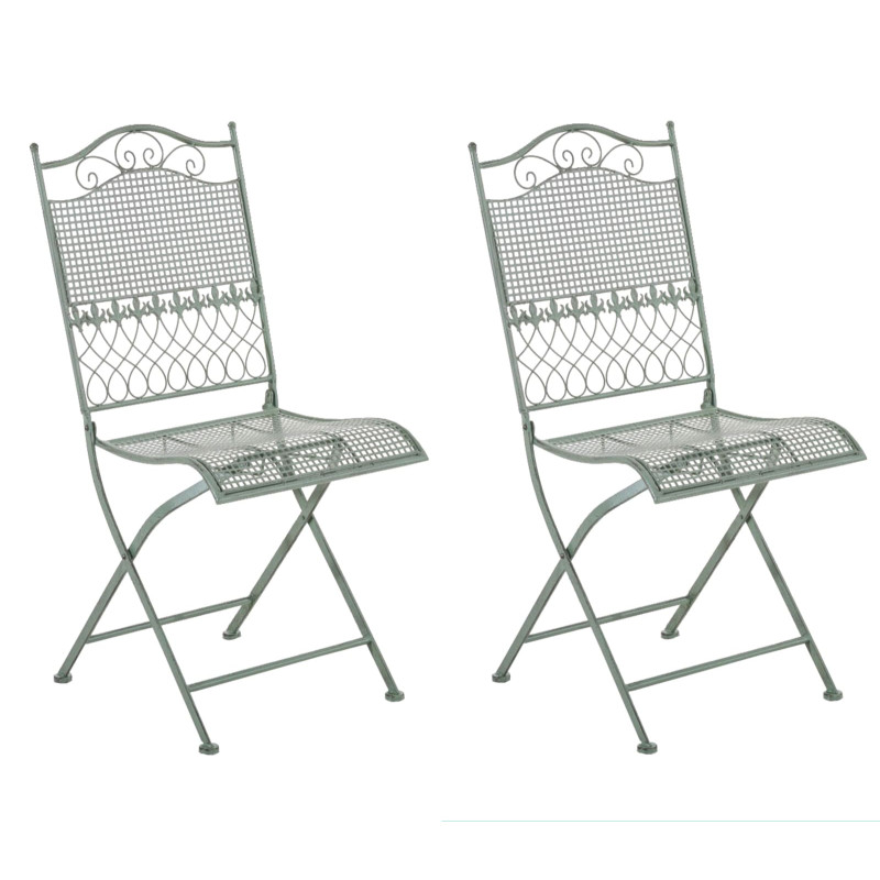 Ensemble de 2 chaises de jardin Kiran vert antique