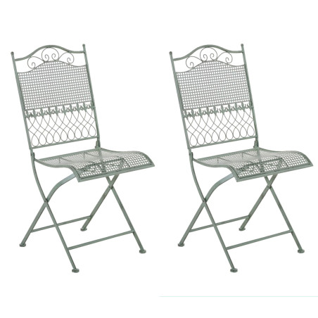 Ensemble de 2 chaises de jardin Kiran vert antique