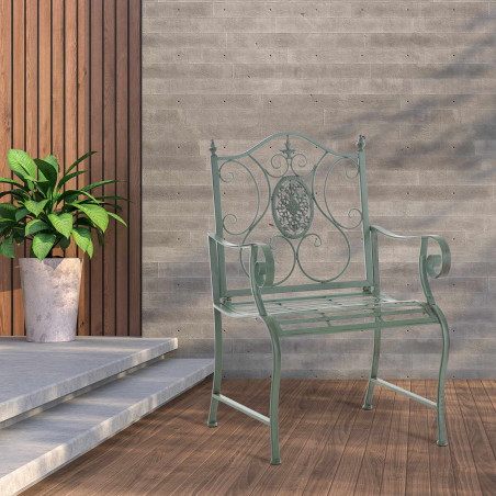 Set di 2 sedie da giardino Punjab con braccioli verde antico