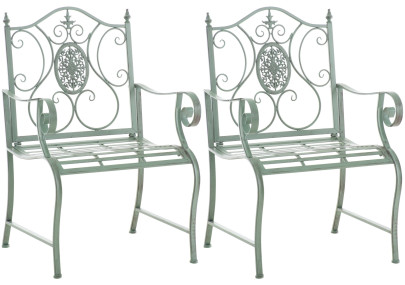 Ensemble de 2 chaises de jardin vert antique du Pendjab