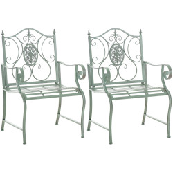 Ensemble de 2 chaises de jardin vert antique du Pendjab