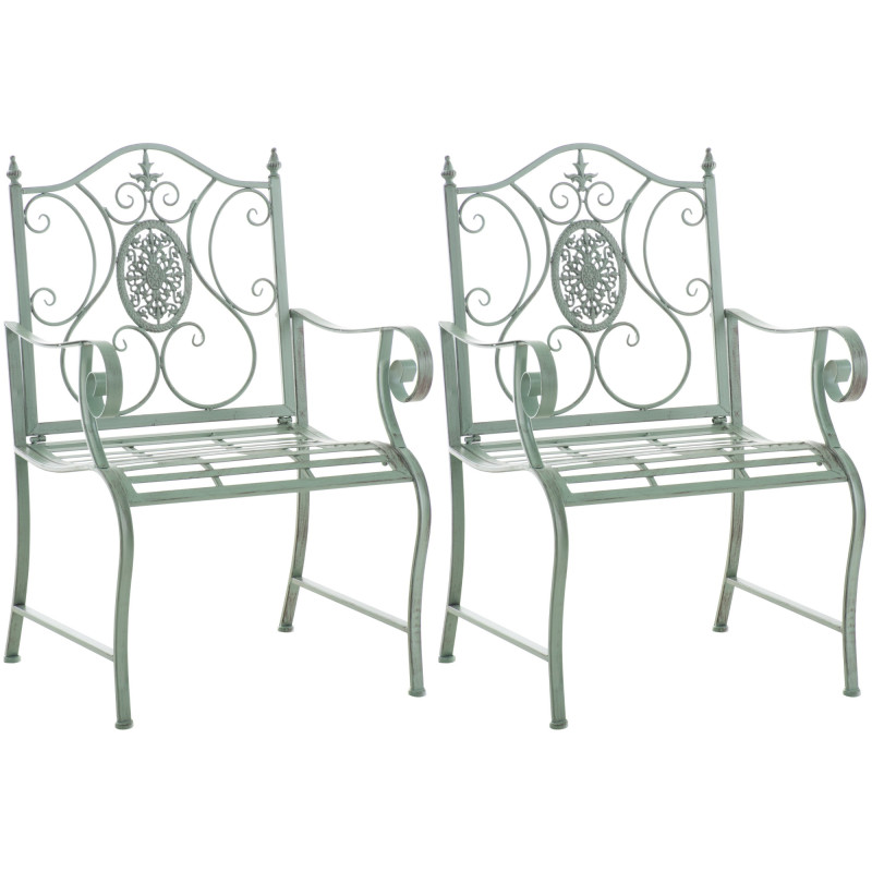 Ensemble de 2 chaises de jardin vert antique du Pendjab