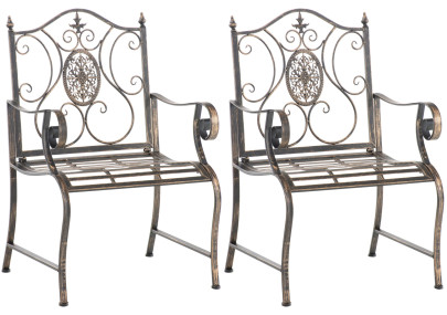 Set di 2 sedie da giardino Punjab con braccioli bronzo