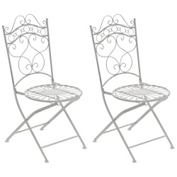 Juego de 2 sillas para jardín Indra plegables Blanco antiguo