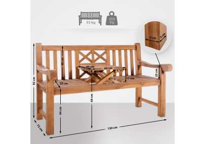 Banc en teck Luka 150 cm