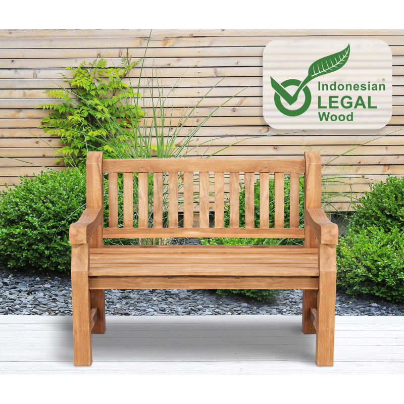 Banc en teck Jackson 120 cm avec revêtement en teck