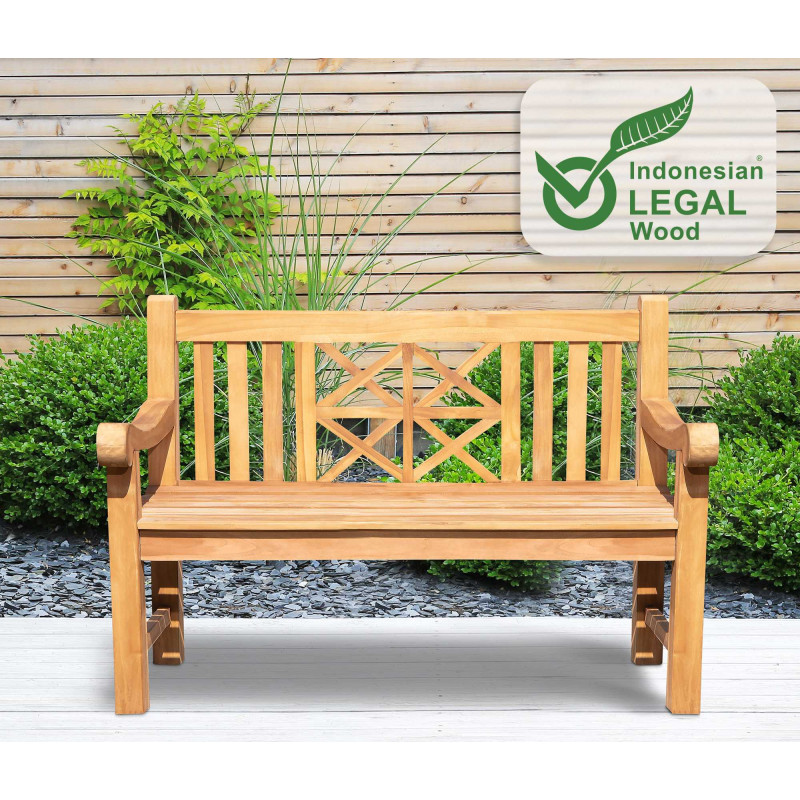 Banc en teck Florida 120 cm avec revêtement en teck