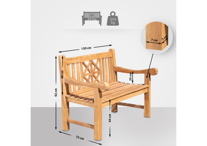 Banc en teck Florida 120 cm avec revêtement en teck