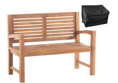 Banco de teca de 120 cm con cubierta protectora Halden