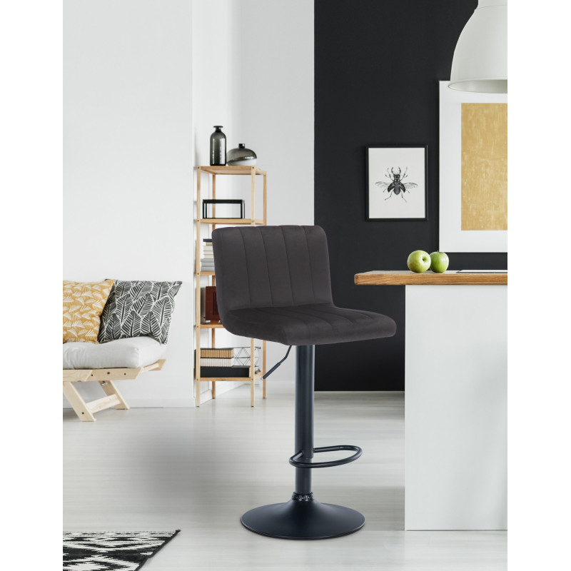 Lot de 2 tabourets de bar Jamie en velours noir