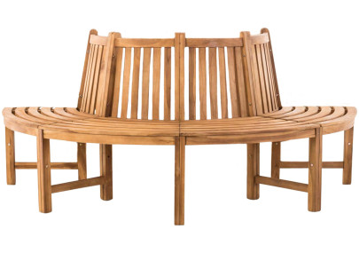 Banc semi-circulaire Leming, 200 cm, teck