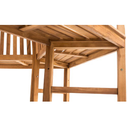 Banc Kenna avec accoudoirs, semi-circulaire, 200 cm, teck