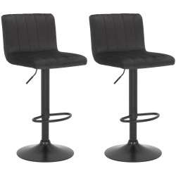 Lot de 2 tabourets de bar Jamie velours noir