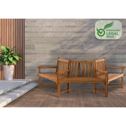 Banc Kenna avec accoudoirs, semi-circulaire, 250 cm, teck