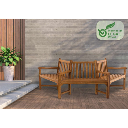 Banc Kenna avec accoudoirs, semi-circulaire, 250 cm, teck
