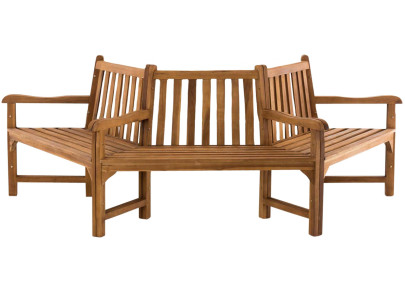 Banc Kenna avec accoudoirs, semi-circulaire, 250 cm, teck