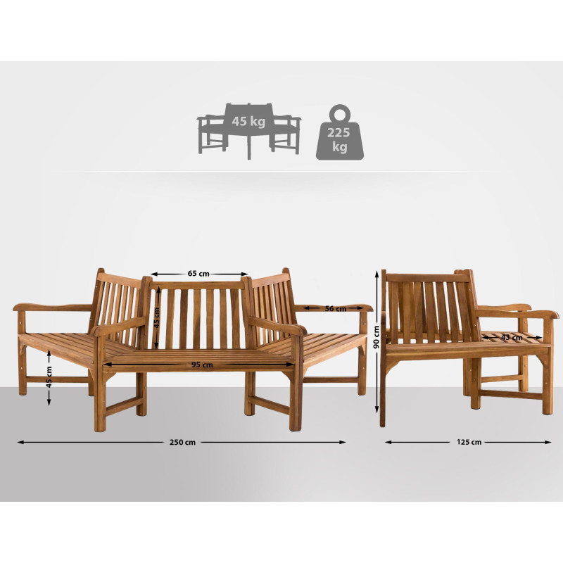 Banco semircircular Kenna para árboles 250 cm