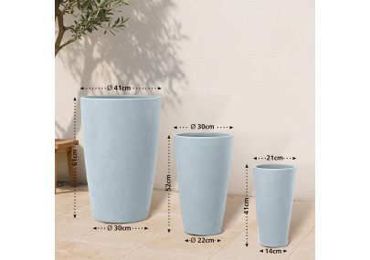 Ensemble de 3 pots de fleurs, 3 gris