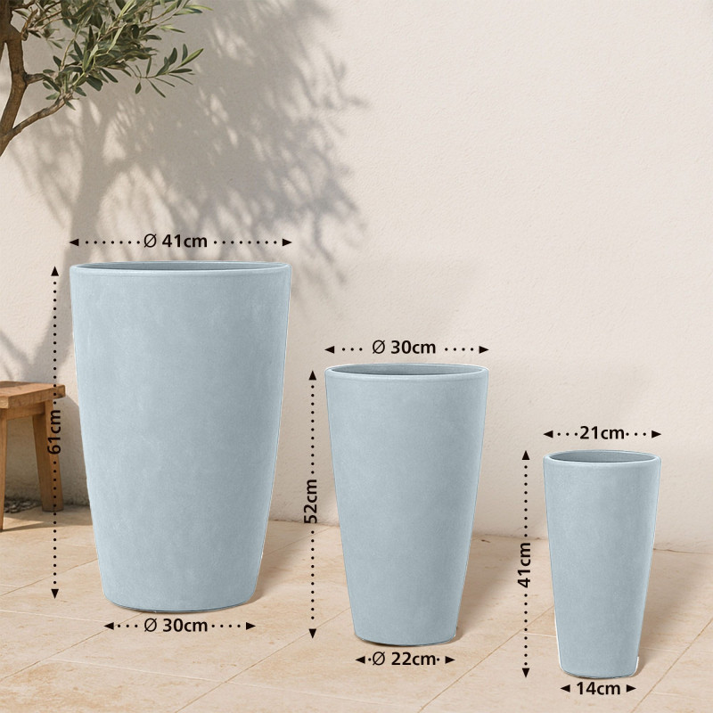 Ensemble de 3 pots de fleurs, 3 gris