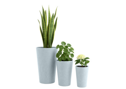 Ensemble de 3 pots de fleurs, 3 gris