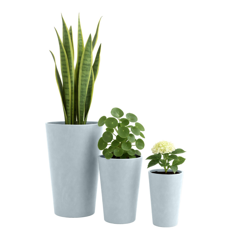 Ensemble de 3 pots de fleurs, 3 gris