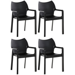 Ensemble de 4 chaises Diva, noires