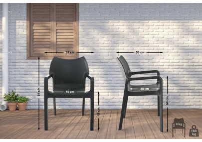 Ensemble de 4 chaises Diva, gris foncé